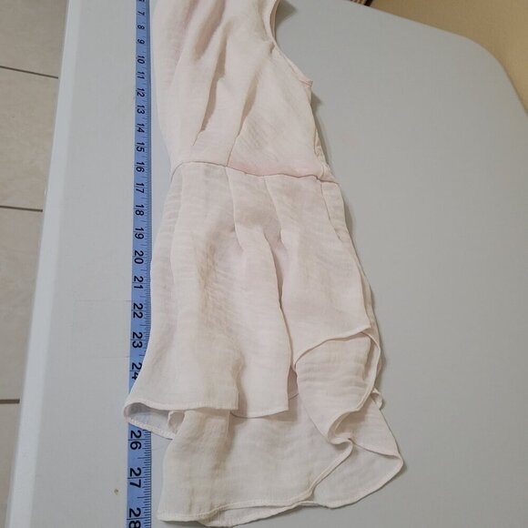 Rebecca Taylor Sleeveless Ivory Peplum Top W/ Sheer Pink Back Detail Size 8 Silk - Picture 8 of 11